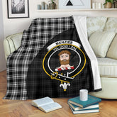 Clan Menzies Black  & White Modern Tartan Crest Blanket Wave Style QZ30 Clan Menzies Tartan Today